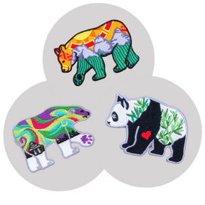 Set of 3: Three Little Bear Patches - Polar Bear, Grizzly Bear, Panda Bear