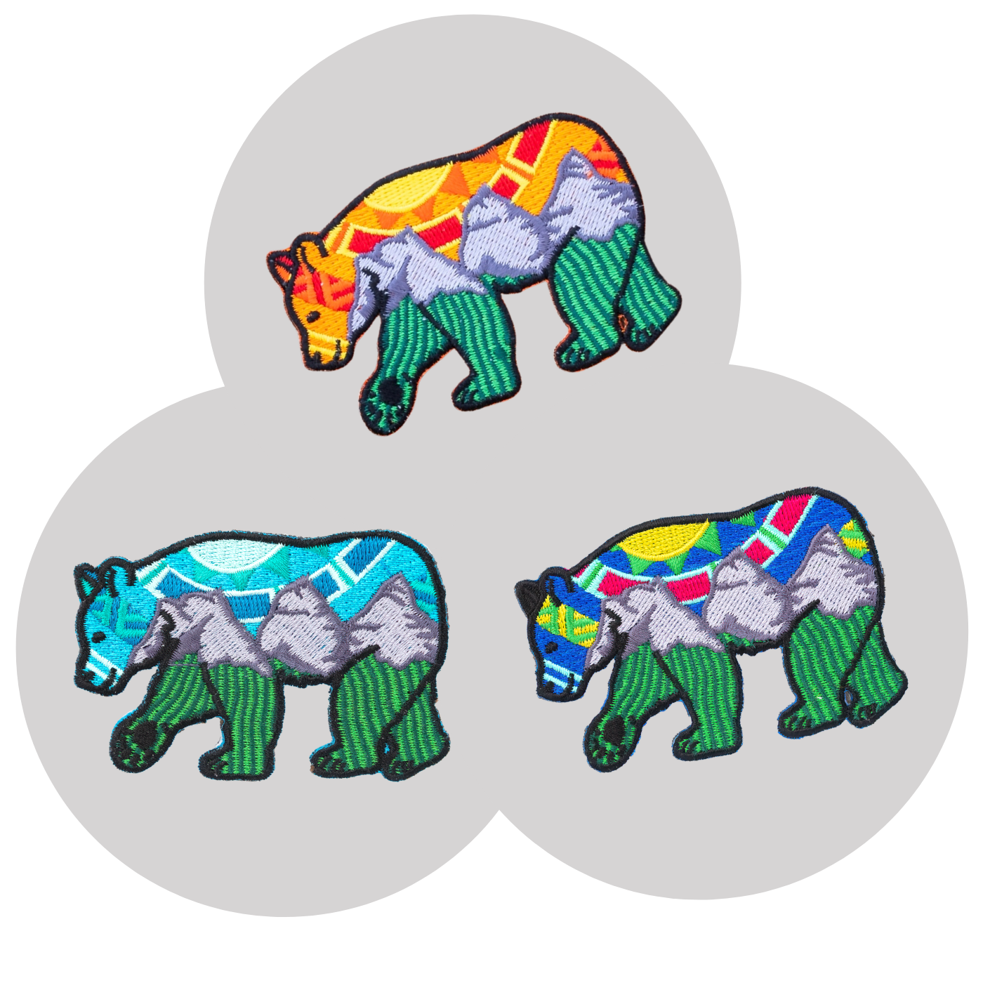 Set of 3: Three Sisters Bear Patches - Orange, Blue, Aurora  ⌲ LIMITED EDITION
