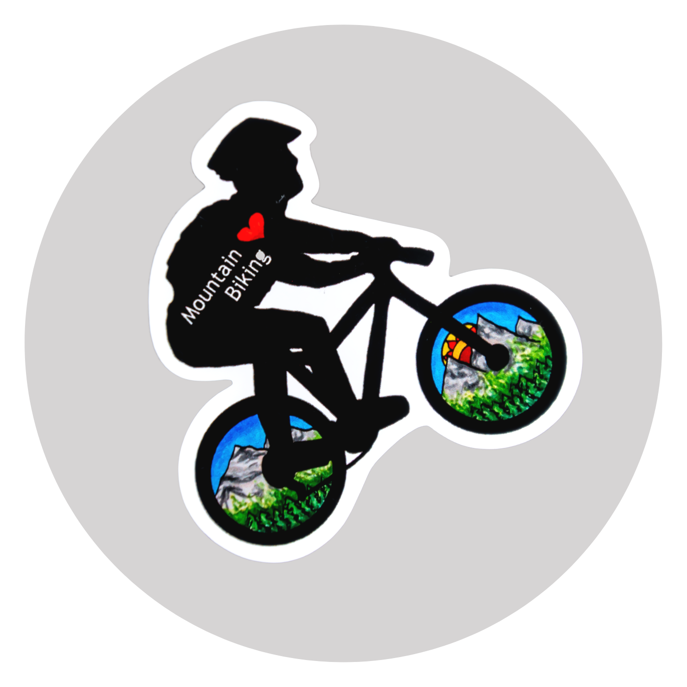 Love Mountain Biking Sticker  ⌲ Small 2.5"x2"