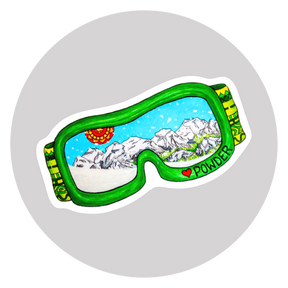 Love Powder Goggles Sticker: Purple, Orange, Green ⌲ Small 2.5"x1.25"