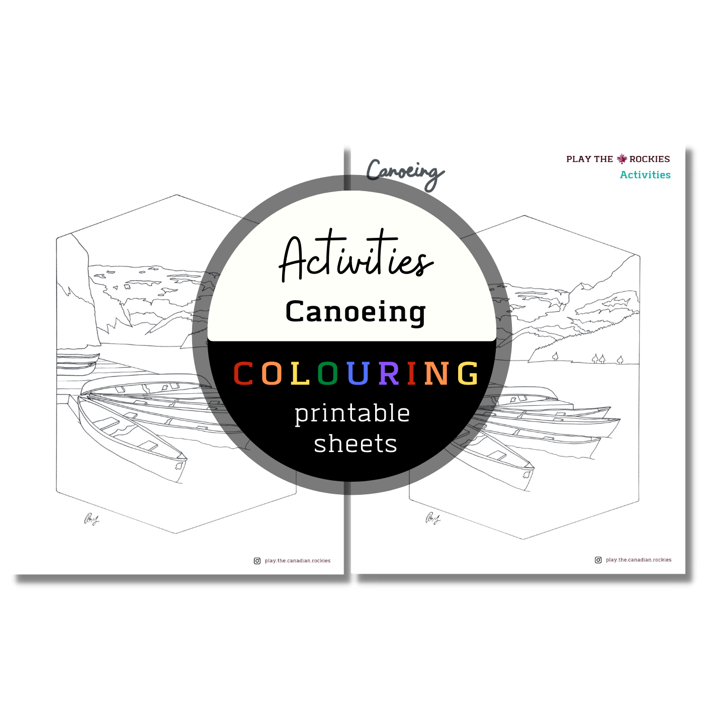 Activities: Canoeing Colouring Sheets ⌲ Printable