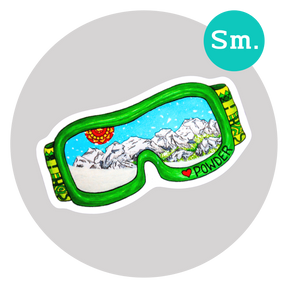 Love Powder Goggles Sticker: Purple, Orange, Green ⌲ Small 2.5"x1.25"