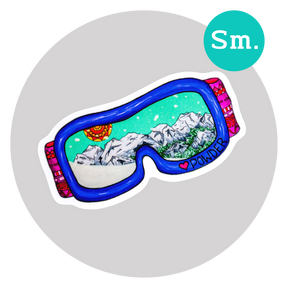Love Powder Goggles Sticker: Purple, Orange, Green ⌲ Small 2.5"x1.25"
