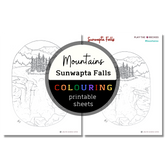Mountains: Sunwapta Falls Colouring Sheets ⌲ Printable