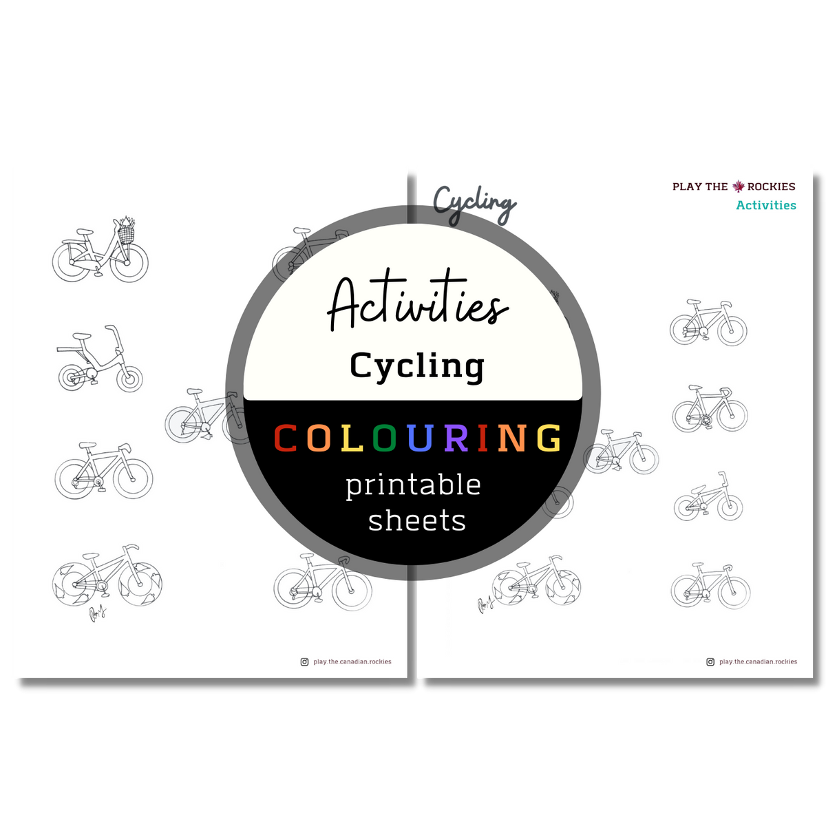 Activities: Cycling Colouring Sheets ⌲ Printable