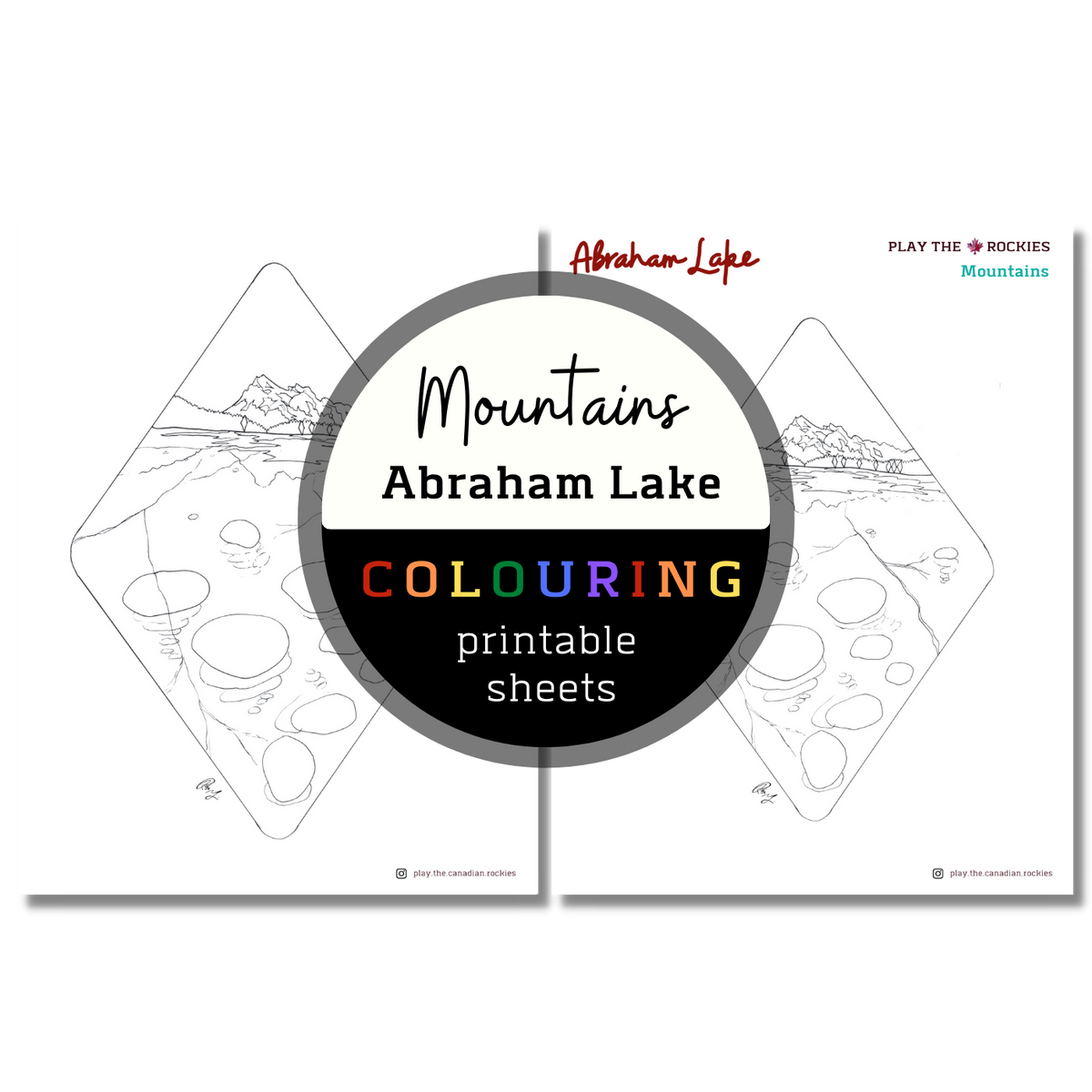 Mountains: Abraham Lake Colouring Sheets ⌲ Printable