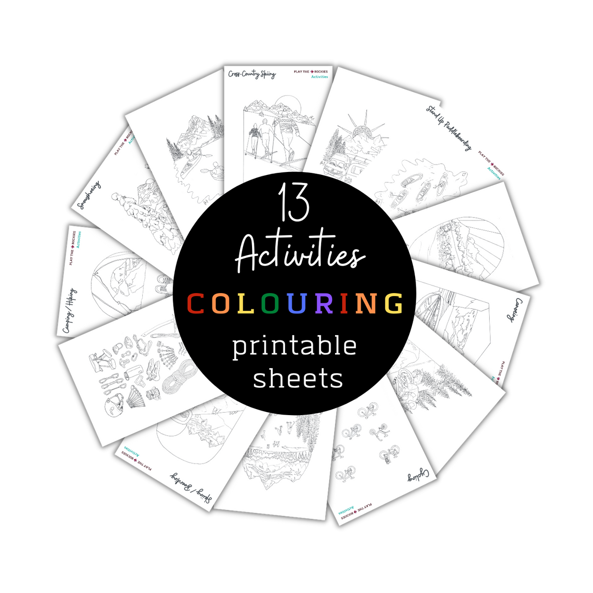 Set of 13 Activities Colouring Sheets ⌲ Printable