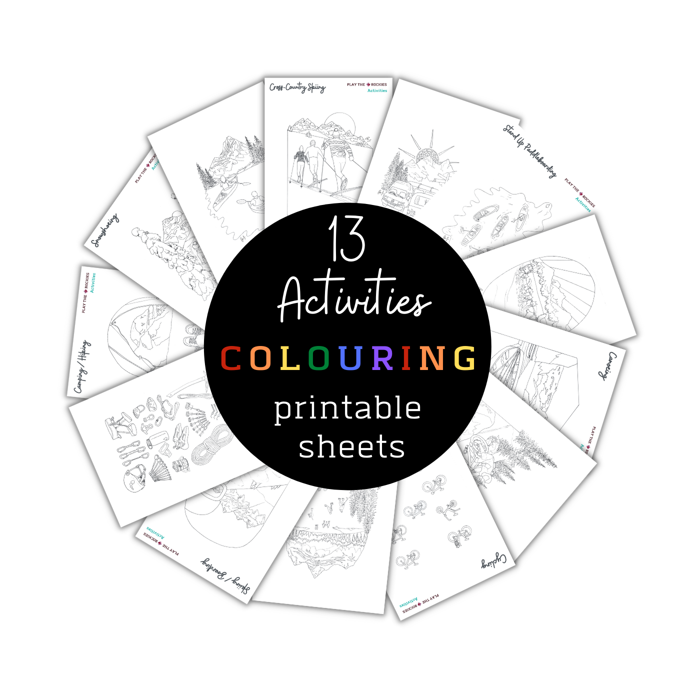 Set of 13 Activities Colouring Sheets ⌲ Printable