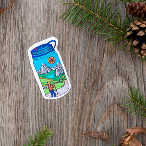 Hiker Water Bottle Sticker  ⌲ Small 2.25"x1.25"